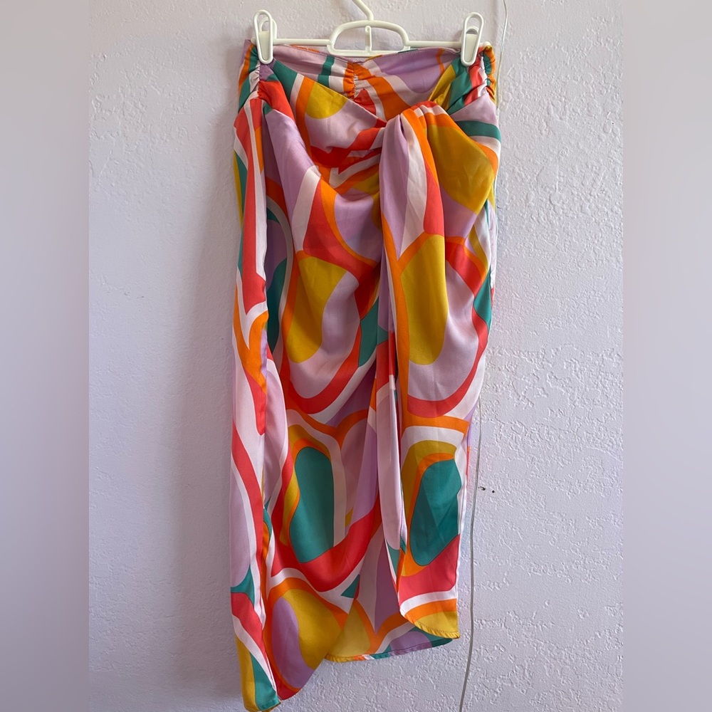 Vici Darla Wrap Midi Skirt-Skies are Blue - Picture 3 of 6